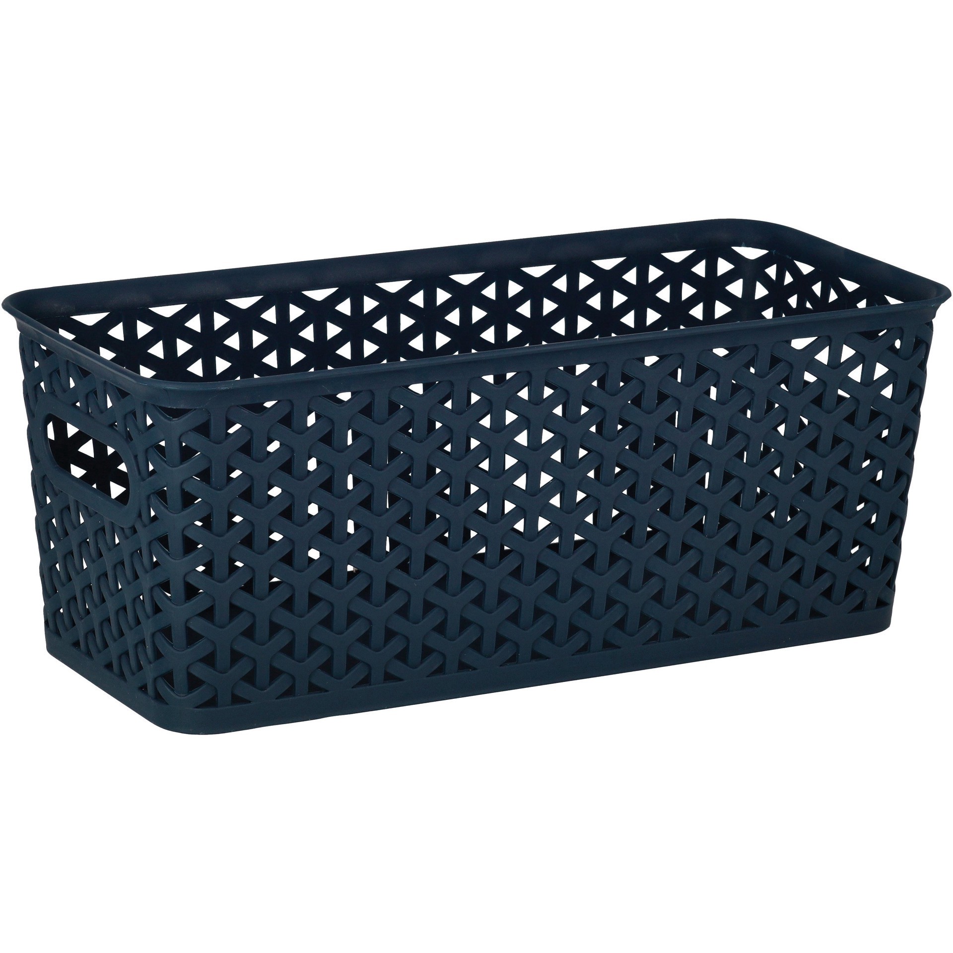 slide 1 of 1, our goods Cross Weave Long Rectangle Storage Bin - Blue, 1 ct