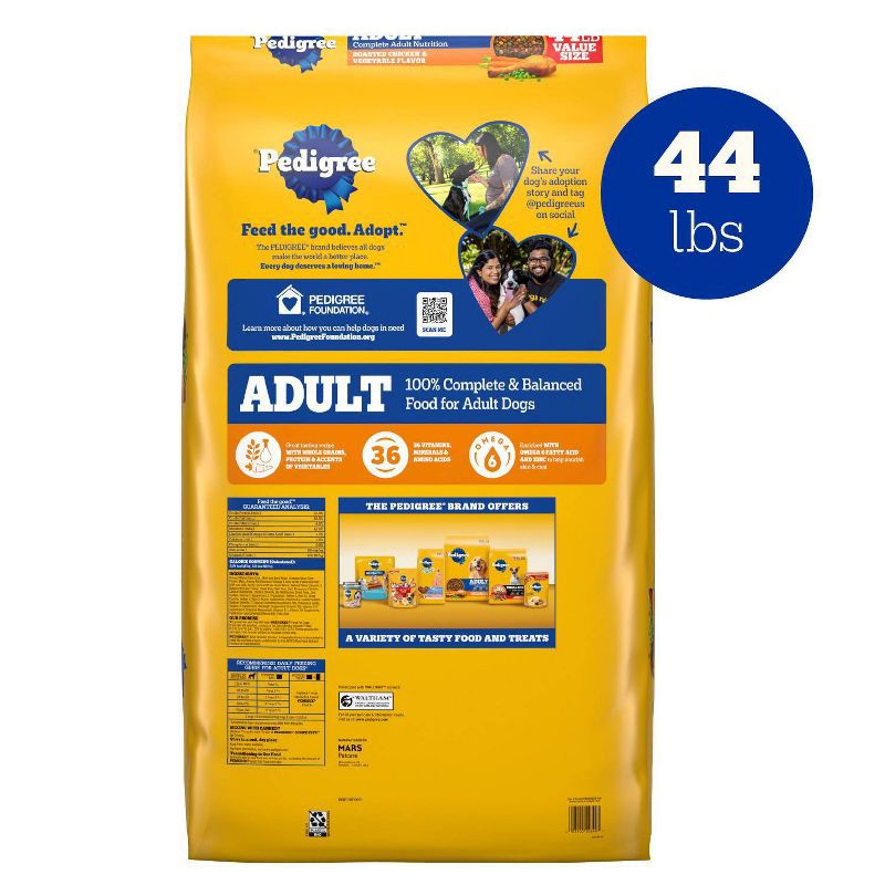 slide 8 of 14, Pedigree Roasted Chicken, Grain and Vegetable Flavor Adult Dry Dog Food - 44lbs, 44 lb