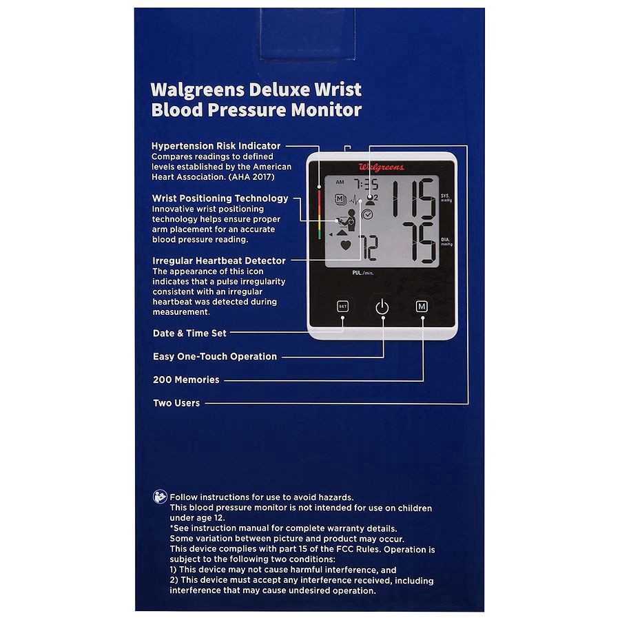 slide 2 of 2, Walgreens Deluxe Wrist Blood Pressure Monitor, 1 ct