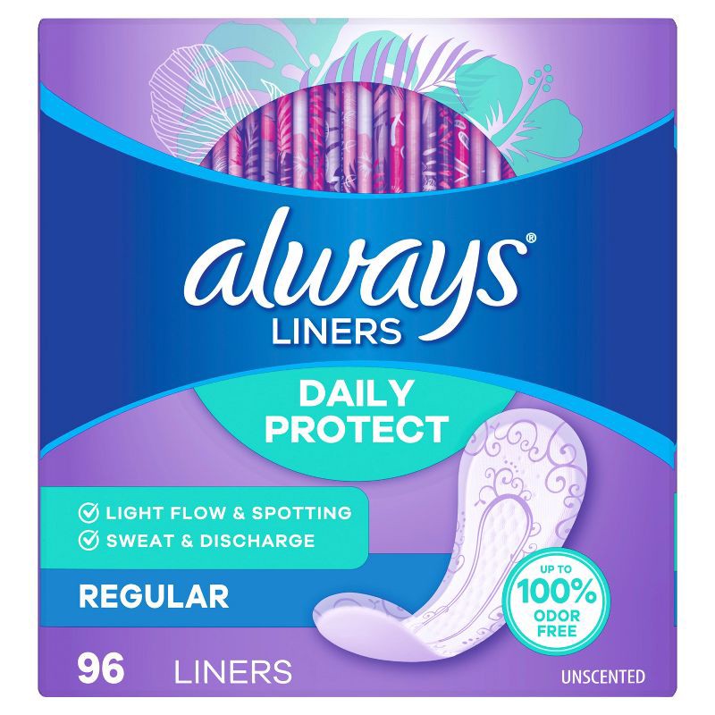 slide 10 of 10, Always Daily Protect Panty Liner - Regular - 96ct, 96 ct