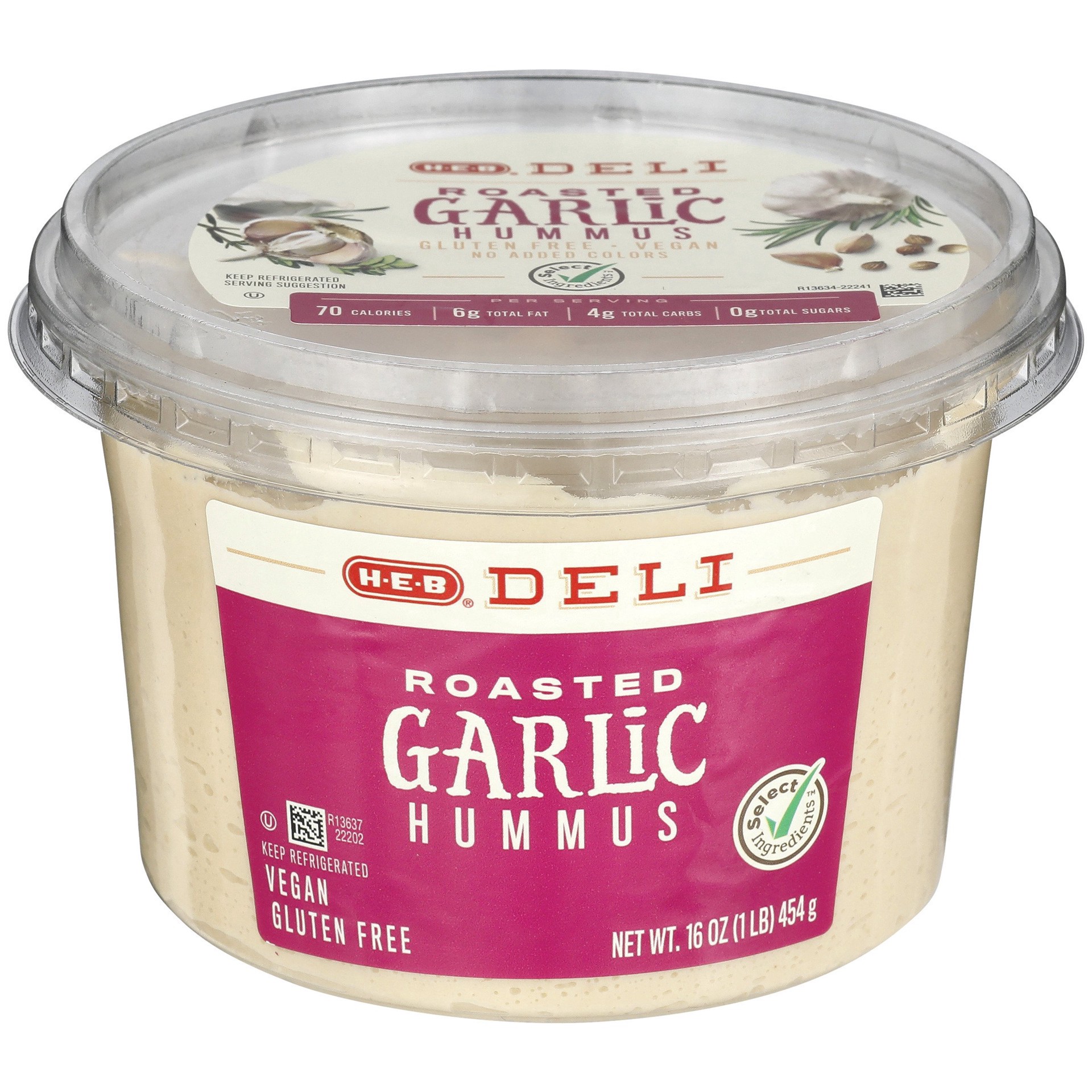 slide 1 of 1, H-E-B Roasted Garlic Hummus, 16 oz