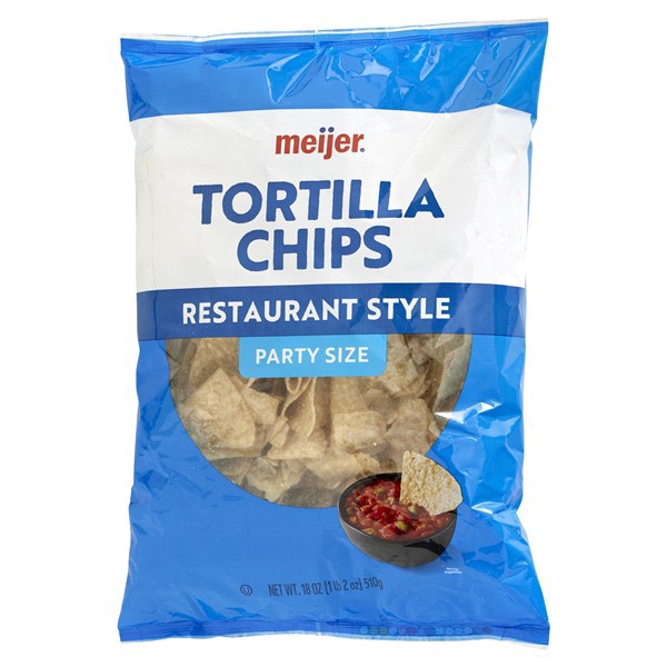 slide 8 of 21, Meijer Party Size Restaurant Style Tortilla Chips, 18 oz