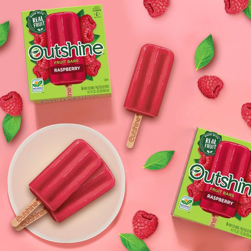 slide 2 of 13, Outshine Raspberry Fruit Frozen Bar - 6ct, 6 ct