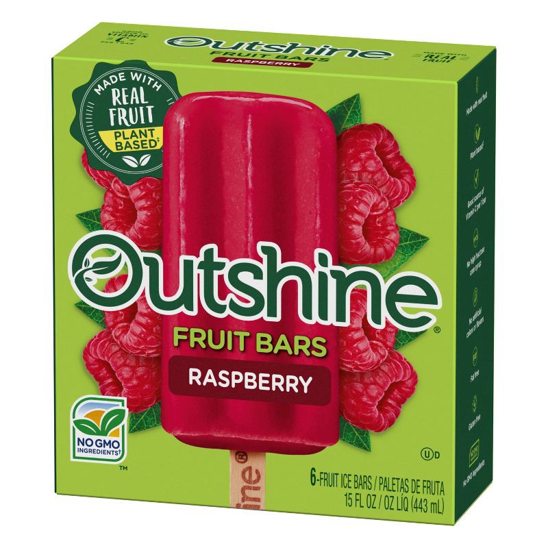 slide 12 of 13, Outshine Raspberry Fruit Frozen Bar - 6ct, 6 ct