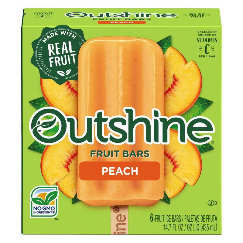 slide 1 of 7, Outshine Peach Frozen Fruit Bars - 6pk, 6 ct