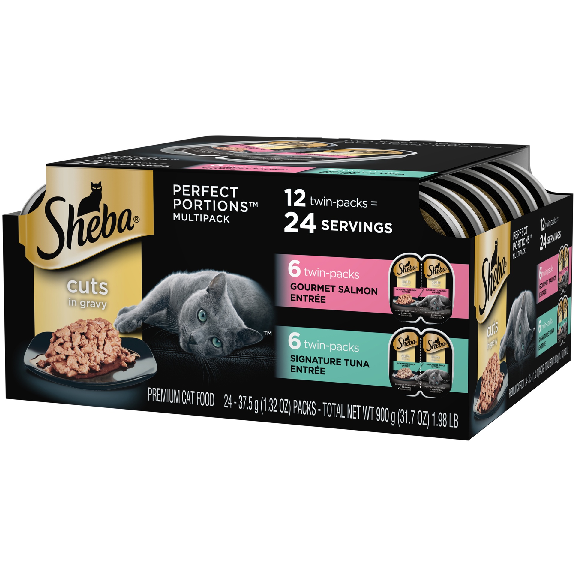 SHEBA Wet Cat Food Cuts in Gravy Gourmet Salmon Entrée and Signature