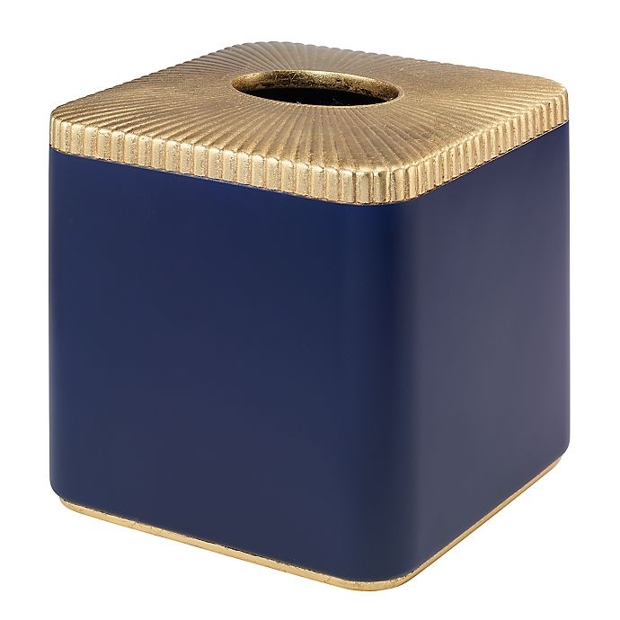 slide 1 of 2, Avanti Riviera Tissue Box Cover - Navy, 1 ct