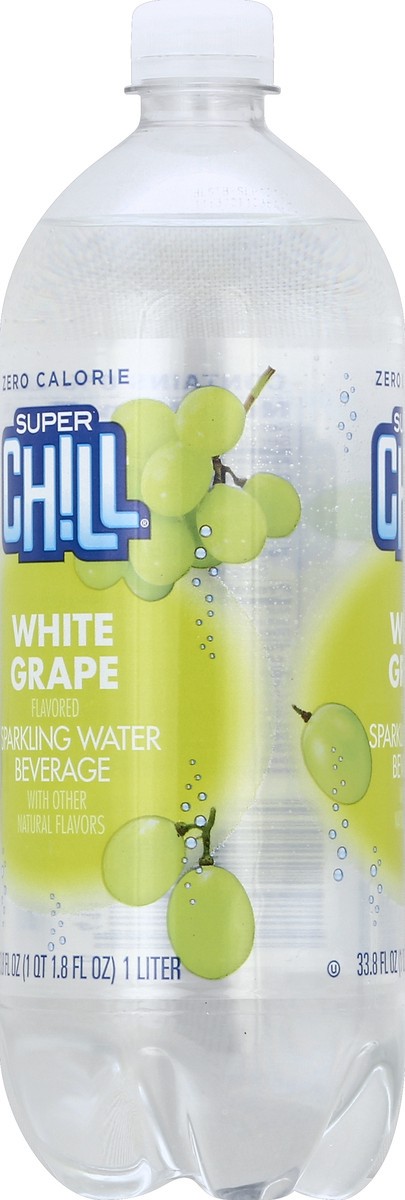 slide 4 of 7, Super Chill Sparkling Water, Zero Calorie, White Grape- 33.8 oz, 33.8 oz