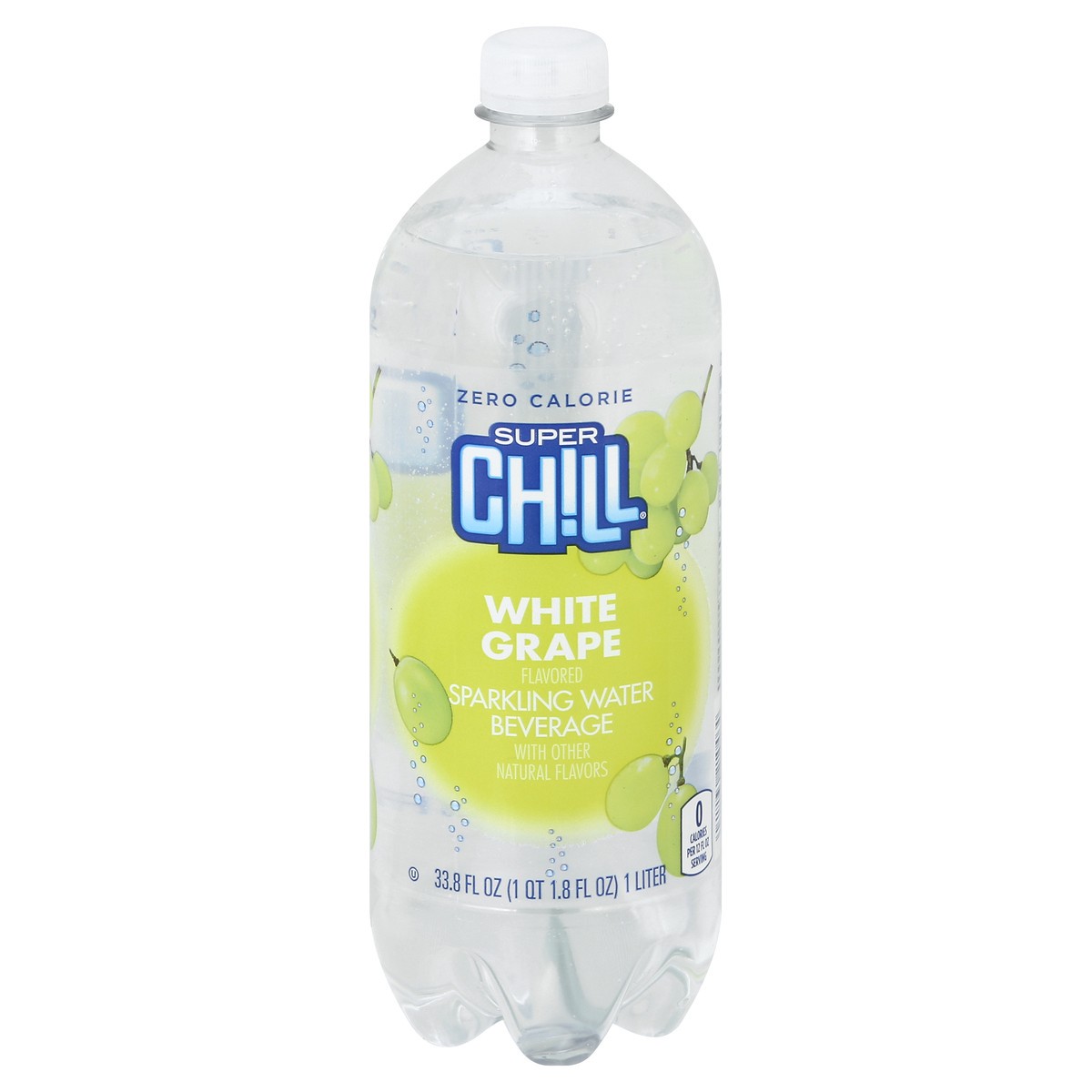 slide 3 of 7, Super Chill Sparkling Water, Zero Calorie, White Grape- 33.8 oz, 33.8 oz