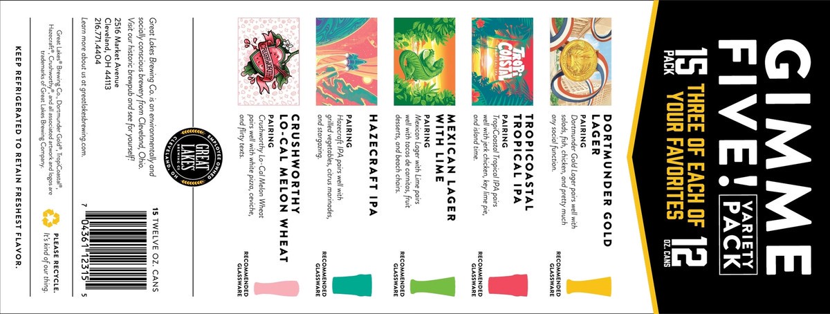 slide 3 of 7, Great Lakes Brewing Co. Great Lakes Brewing Co Gimme Five Variety 15 Pack Can, 1 ct