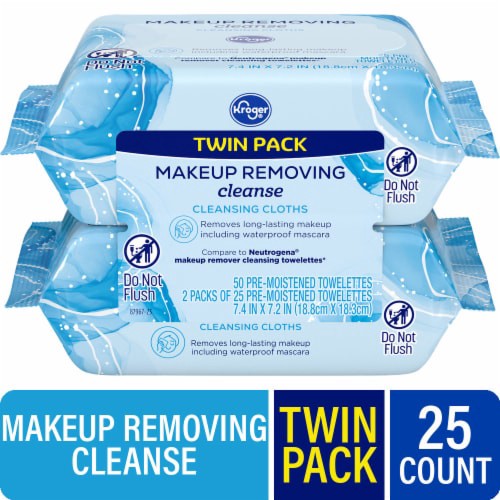 slide 1 of 1, Kroger® Makeup Removing Wipes Twin Pack, 25 ct
