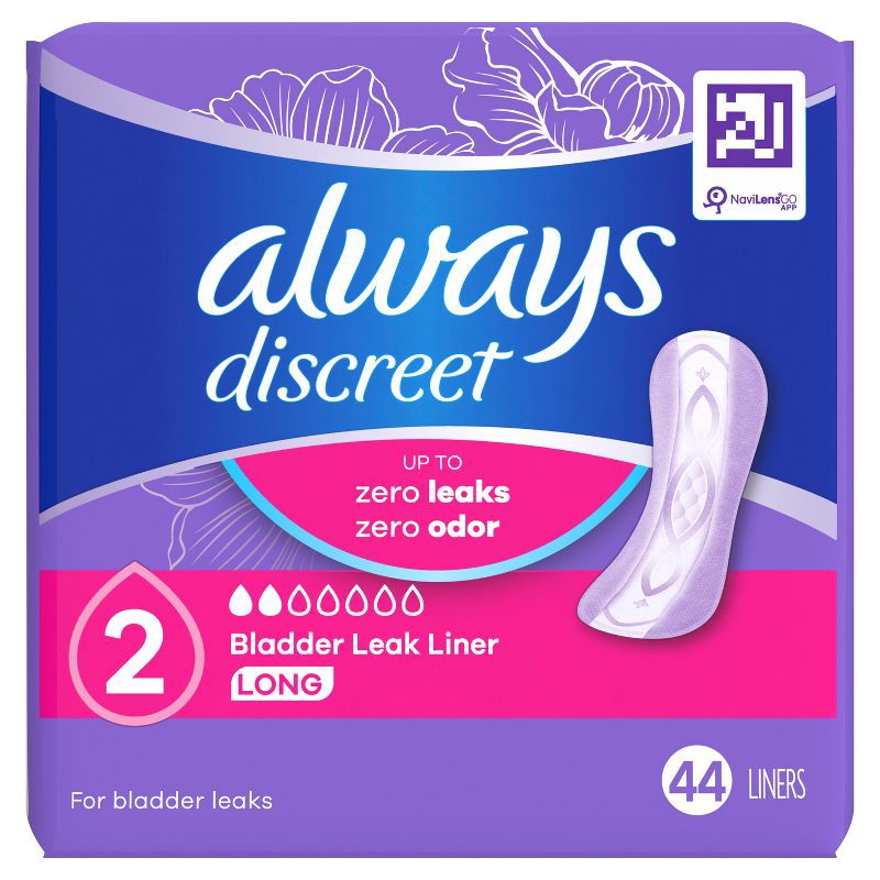 slide 2 of 9, Always Discreet Incontinence Liners - Very Light Absorbency - L - 44ct, 44 ct
