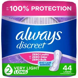 Always Discreet Incontinence Liners - Very Light Absorbency - L - 44ct