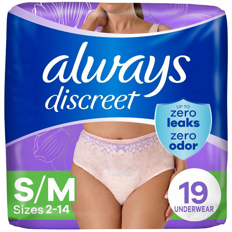 slide 1 of 10, Always Discreet Adult Postpartum Incontinence Underwear for Women - Maximum Protection - S/M - 19ct, 19 ct