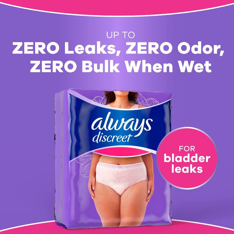 slide 3 of 12, Always Discreet Adult Postpartum Incontinence Underwear for Women - Maximum Protection - Maximum Large - 17ct, 17 ct