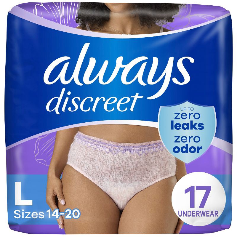 slide 1 of 10, Always Discreet Adult Postpartum Incontinence Underwear for Women - Maximum Protection - Maximum Large - 17ct, 17 ct