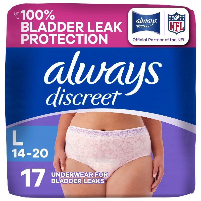 slide 1 of 13, Always Discreet Adult Postpartum Incontinence Underwear for Women - Maximum Protection - Maximum Large - 17ct, 17 ct