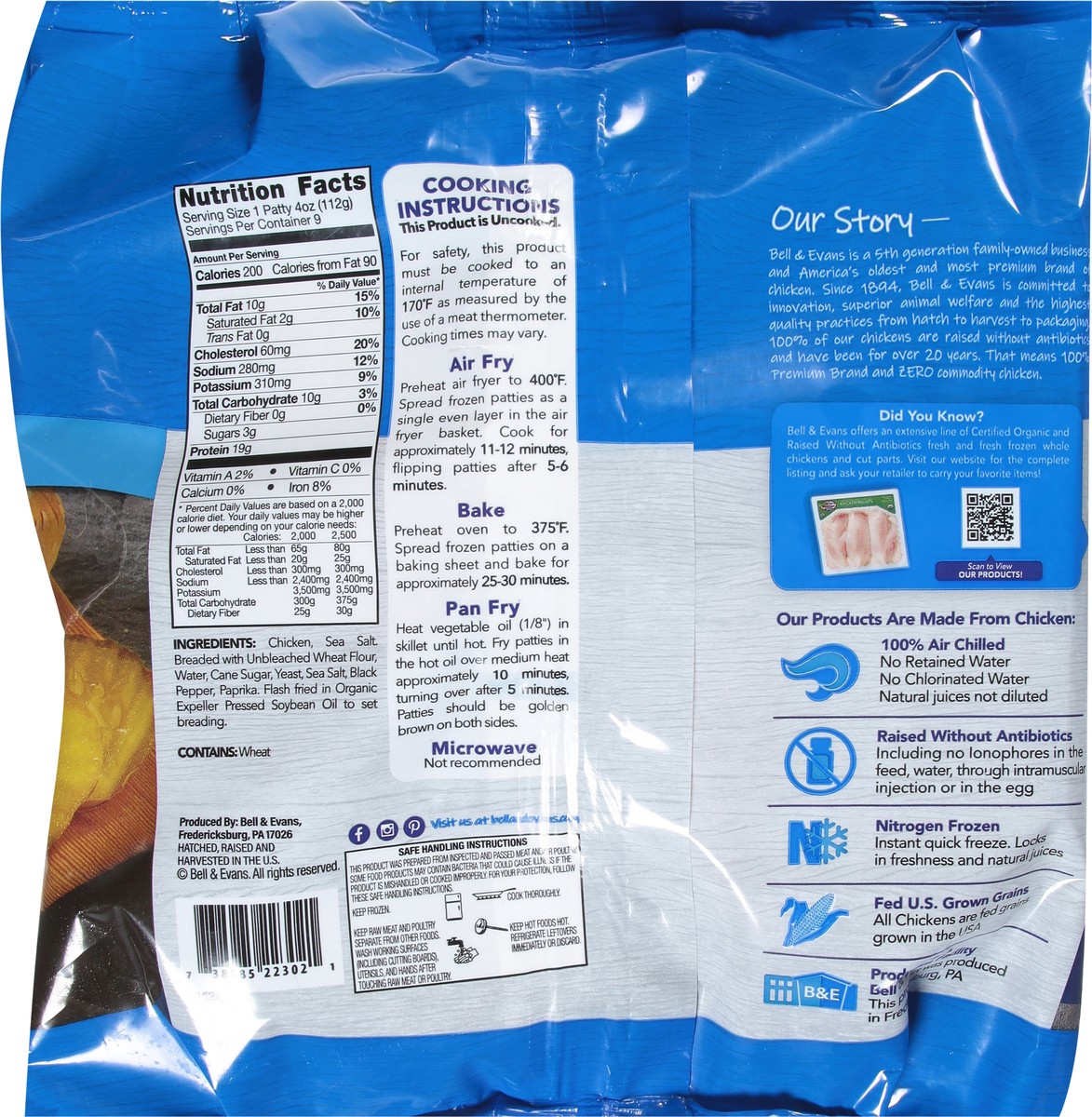 slide 11 of 12, Bell & Evans Air Chilled Breaded Chicken Patties, 36 oz