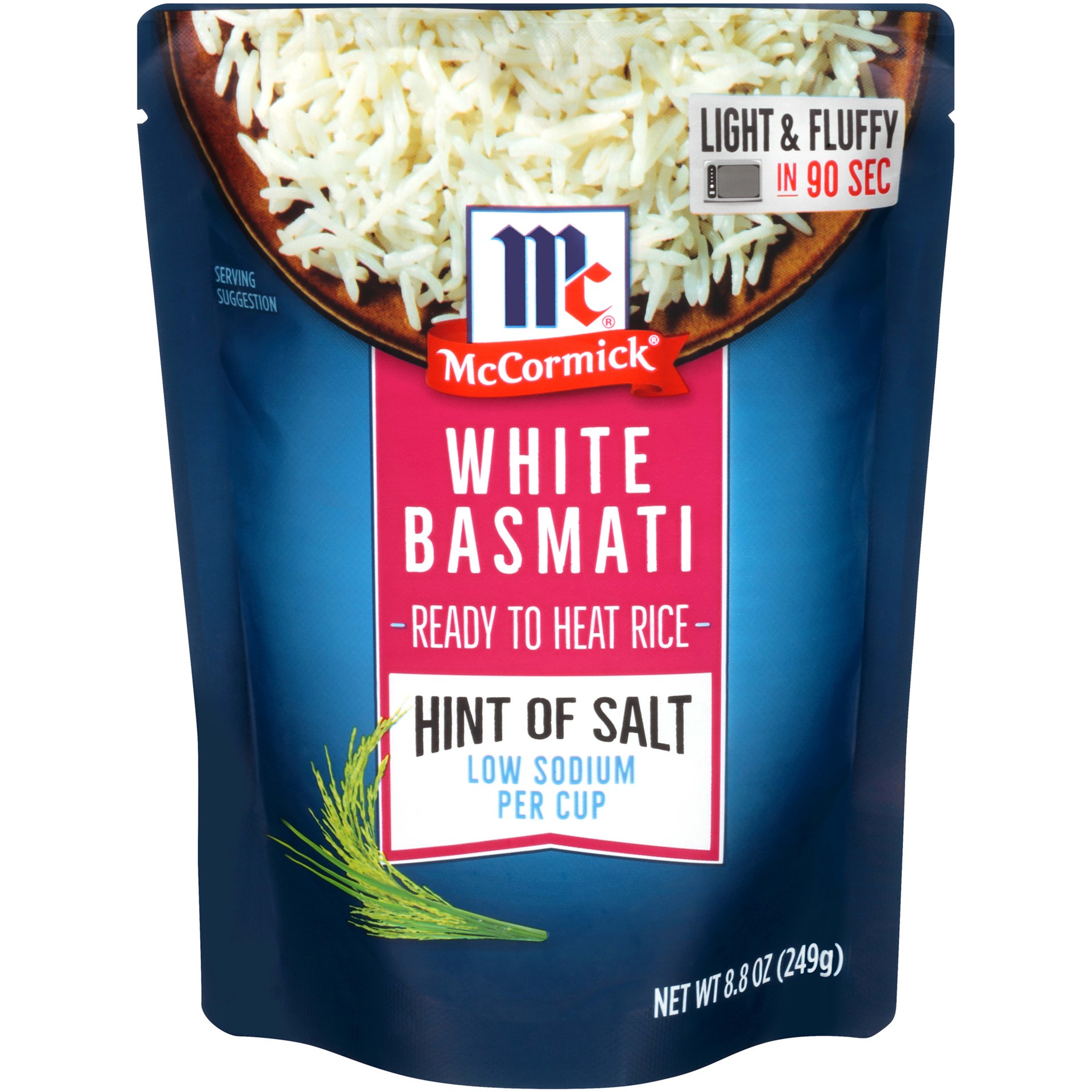 slide 1 of 7, McCormick Ready to Heat Rice White Basmati Hint of Salt, 8.8 oz, 8.8 oz