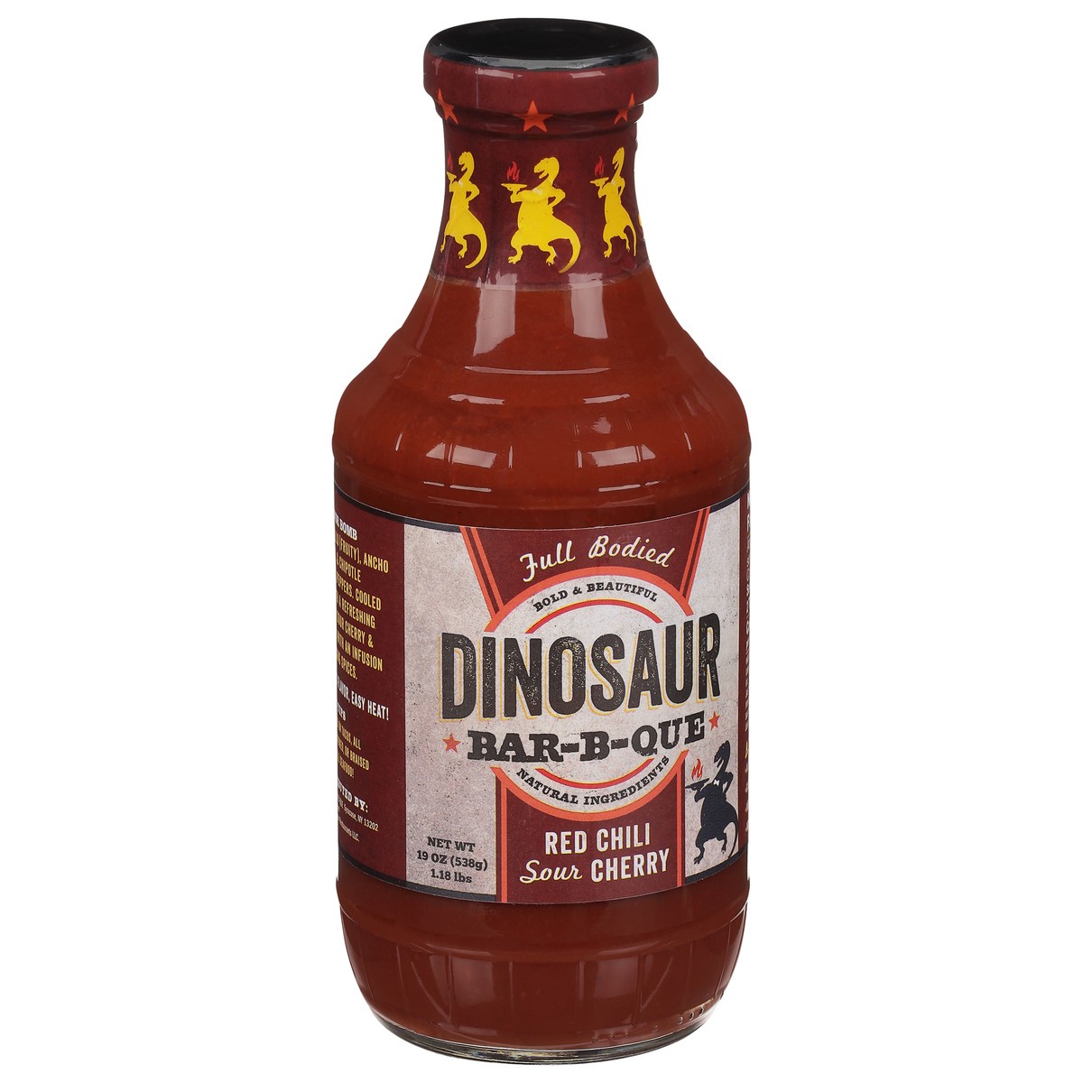 slide 2 of 9, Dinosaur Bar-B-Que Red Chili Sour Cherry Sauce 19 oz, 19 oz