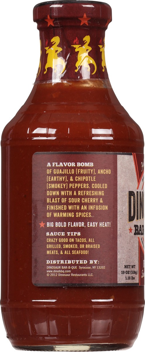 slide 7 of 9, Dinosaur Bar-B-Que Red Chili Sour Cherry Sauce 19 oz, 19 oz