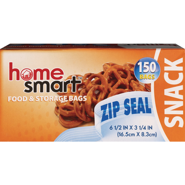 slide 1 of 1, Value Buys Home Smart Snack Bag Zipper, 150 ct