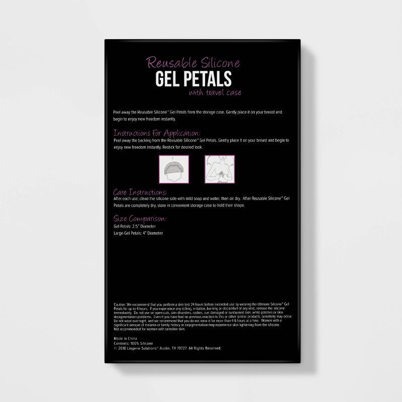 slide 3 of 3, Fashion Forms Women's Reusable Silicone Gel Petals -One Size Fits Most: Adhesive Nipple Covers, Semi-Opaque, Hand Wash, 1 ct