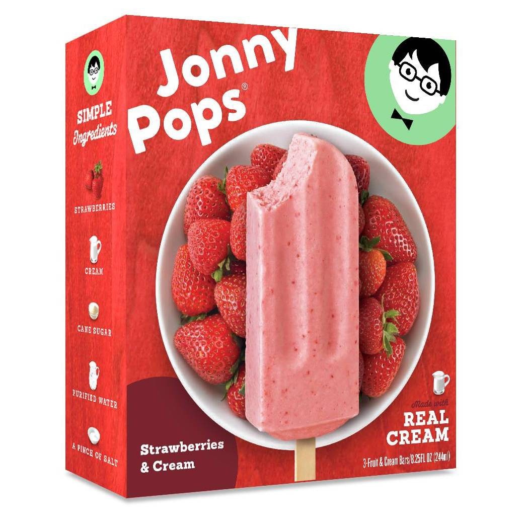 slide 1 of 1, Jonny Pops Smr Strawberries & Cream Ice Cream Bars, 8.25 oz