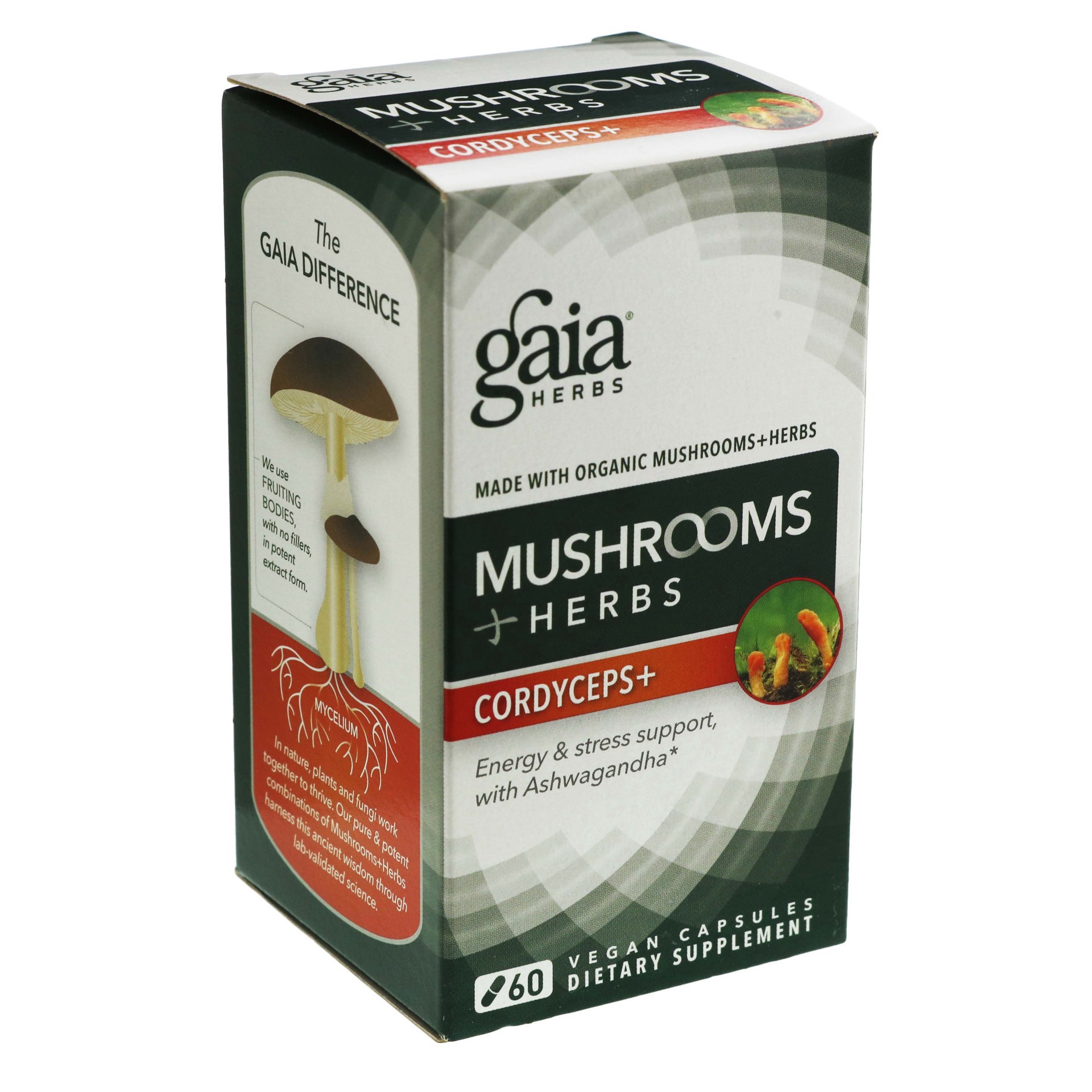 slide 1 of 1, Gaia Mushrooms Cordyceps Vegan Capsules, 60 ct