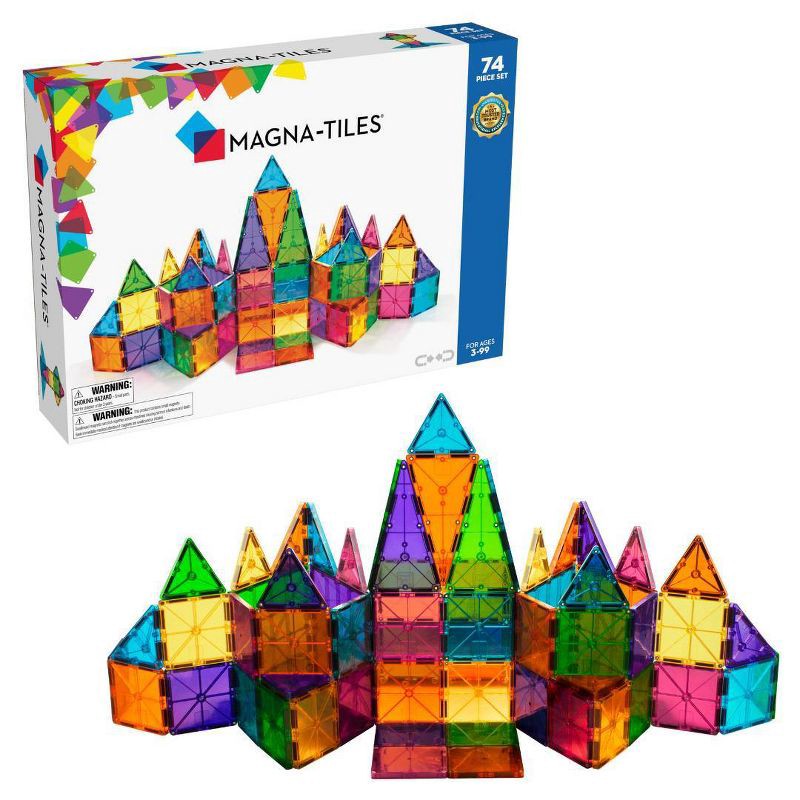 slide 1 of 7, MAGNA-TILES Clear Colors 74pc Set, 74 ct