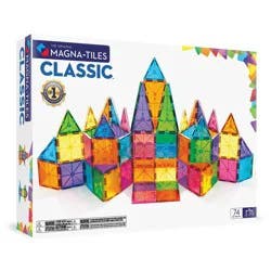 MAGNA-TILES Clear Colors 74pc Set: Educational Magnetic Construction for Math, Shapes, Engineering & Creativity