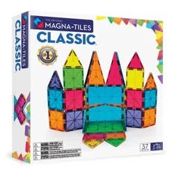 MAGNA-TILES Clear Colors 37pc Set: Magnetic Building Toys for Math, Shapes, Creative Thinking & Engineering Skills