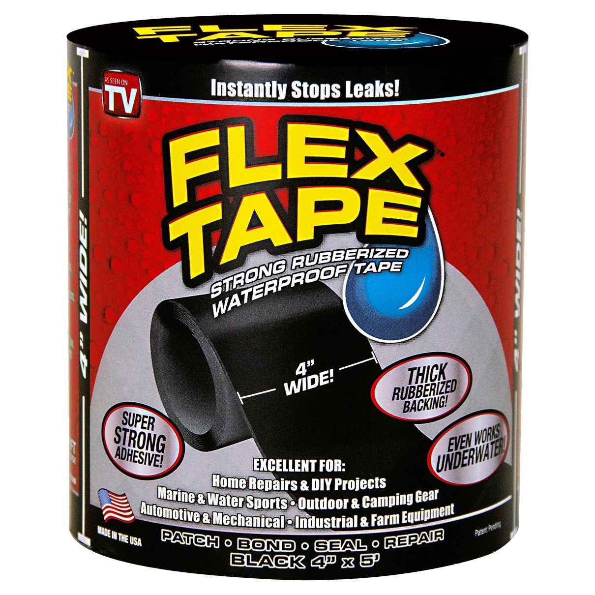 slide 1 of 1, Flex Seal Flex Tape Rubberized Waterproof Tape - Black, 1 ct