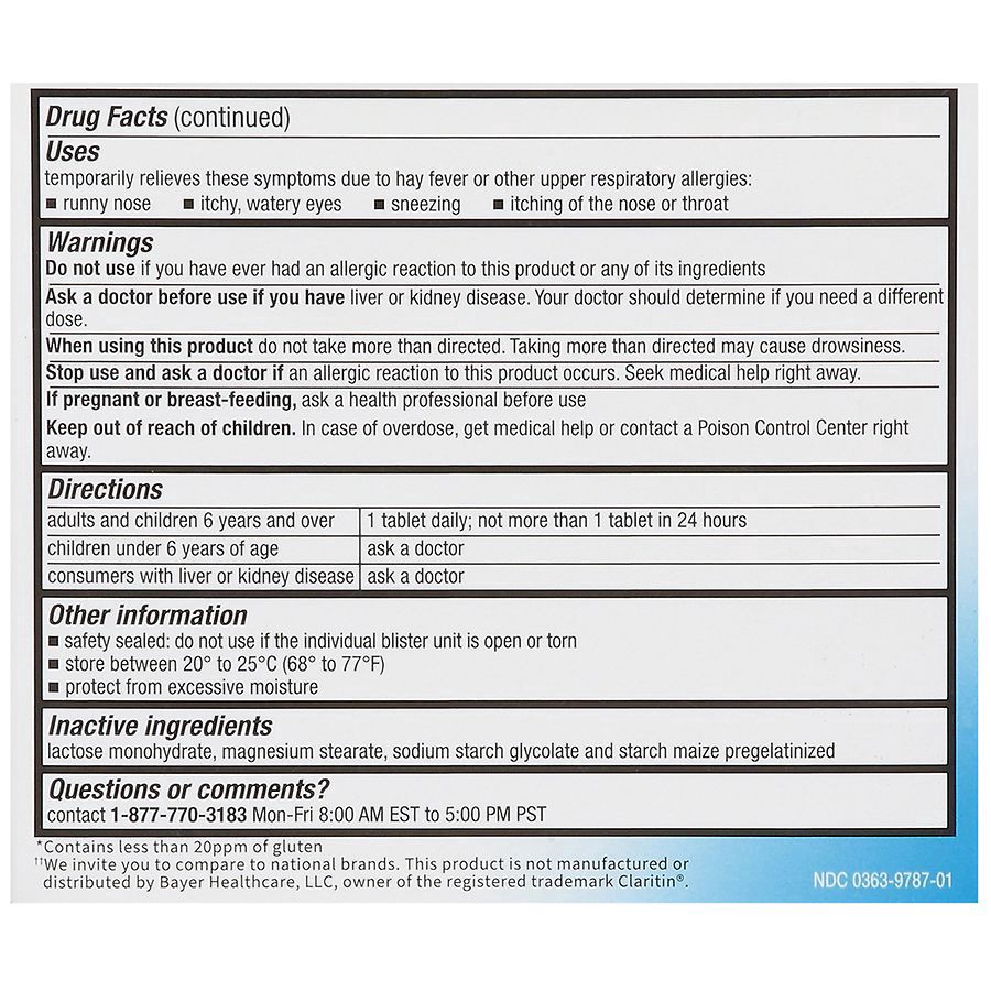 slide 3 of 5, Walgreens Free & Pure 24 Hour Allergy Relief Loratadine Dye-Free Tablets, 20 ct