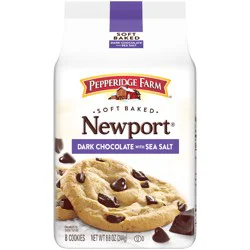 Pepperidge Farm Soft Baked Newport Dark Chocolate Cookies with Sea Salt, 8.6 oz Bag (8 Cookies)