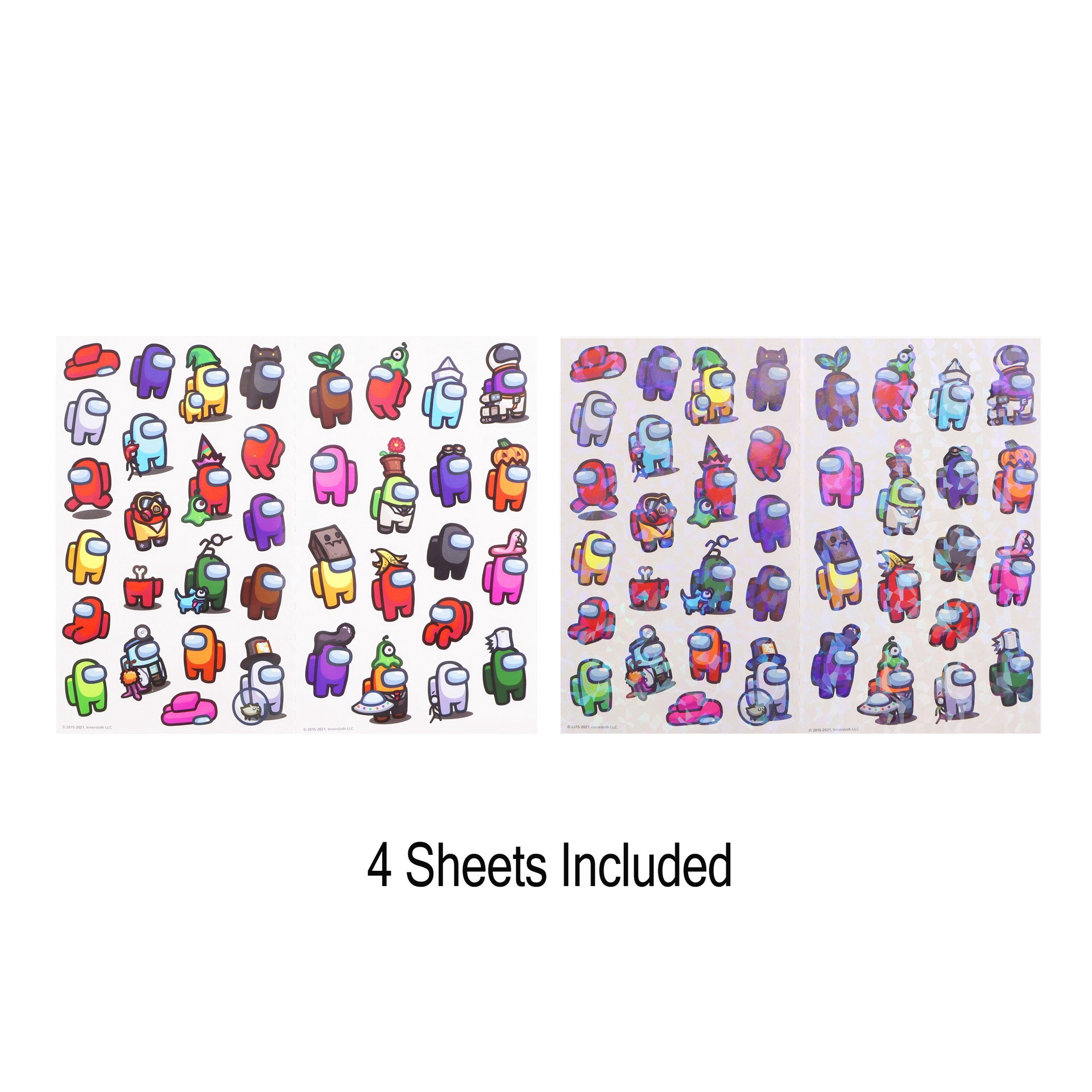 slide 3 of 4, Among Us Stickers, 4 in x 8 in sheet size