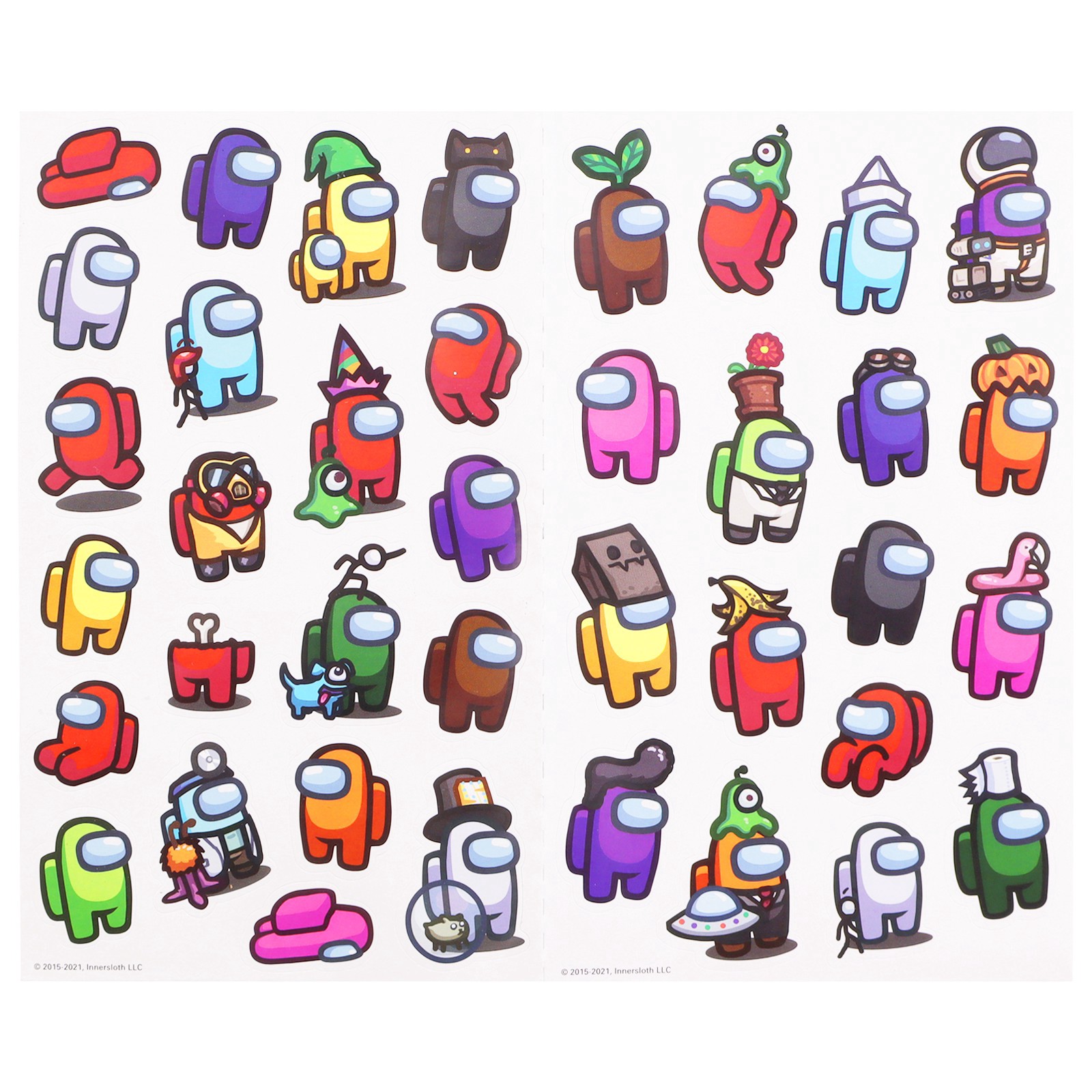 slide 2 of 4, Among Us Stickers, 4 in x 8 in sheet size