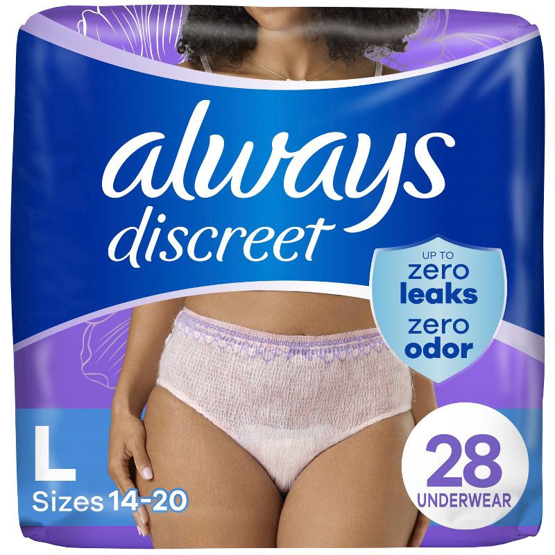 slide 1 of 10, Always Discreet Adult Postpartum Incontinence Underwear for Women - Maximum Protection - Large - 28ct, 28 ct