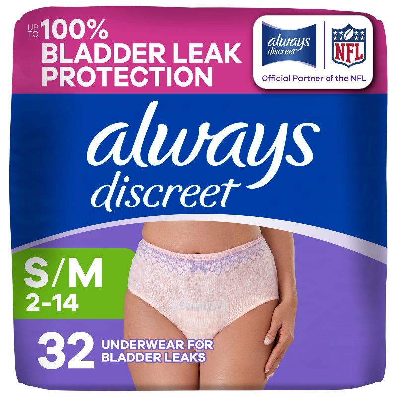 slide 1 of 13, Always Discreet Adult Postpartum Incontinence Underwear for Women - Maximum Protection - S/M - 32ct, 32 ct