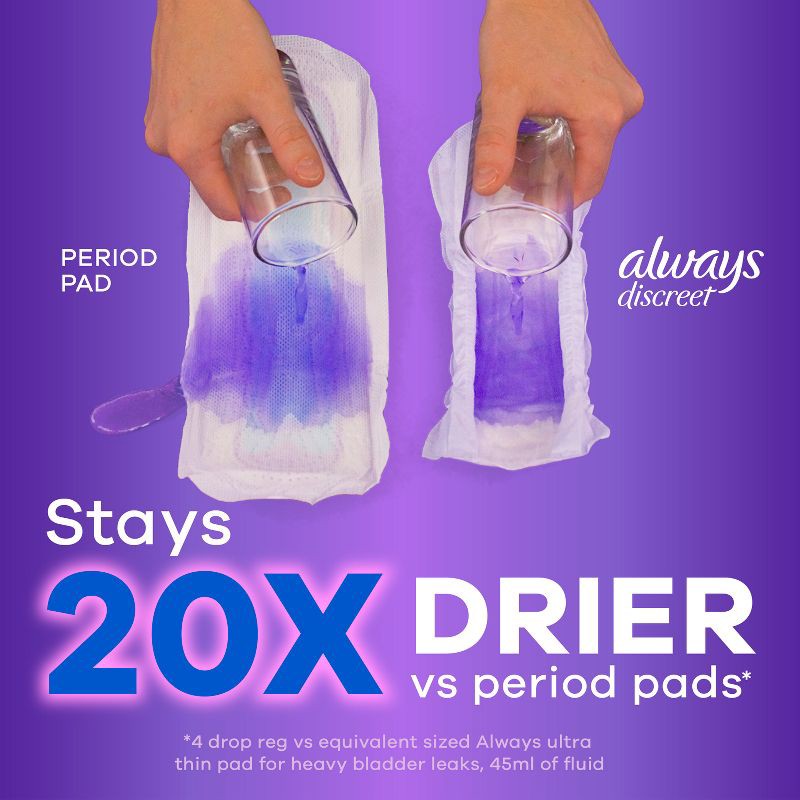 slide 4 of 10, Always Discreet Moderate Long Absorbency 4 Drop Base Pads - 54ct, 54 ct