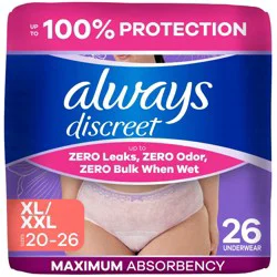 Always Discreet Adult Postpartum Incontinence Underwear for Women - Maximum Protection - XL - 26ct