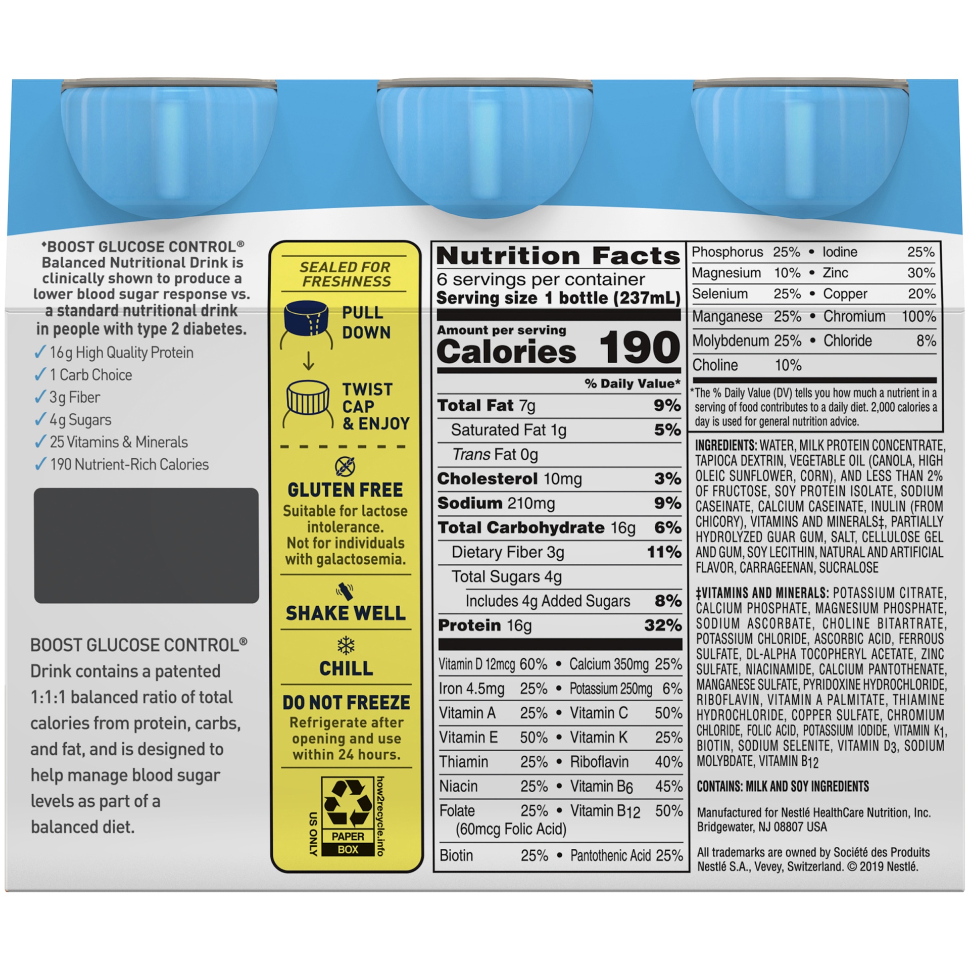 slide 7 of 9, Boost Creamy Strawberry Glucose Control Nutritional Drinks, 6 ct; 8 fl oz