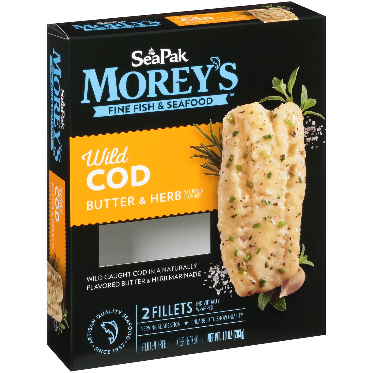 slide 3 of 9, SeaPak Morey's Butter & Herb Wild Cod 2 ea, 2 ct