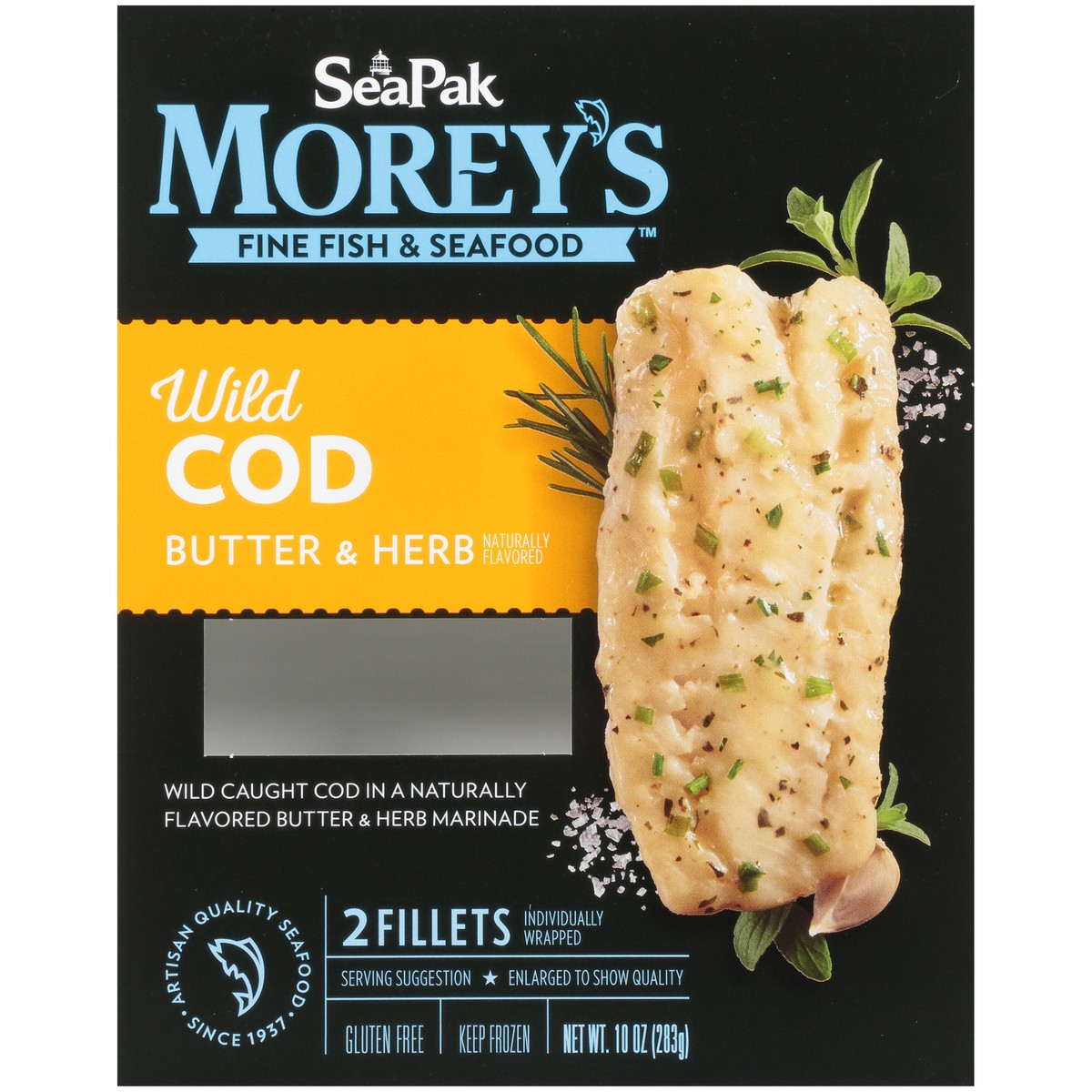 slide 2 of 9, SeaPak Morey's Butter & Herb Wild Cod 2 ea, 2 ct