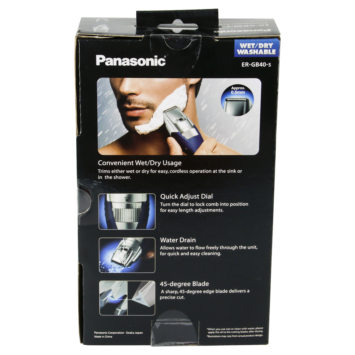 slide 4 of 11, Panasonic Hair-Beard & Body Wet & Dry Men's Rechargeable Electric Trimmer - ER-GB40-S, 1 ct