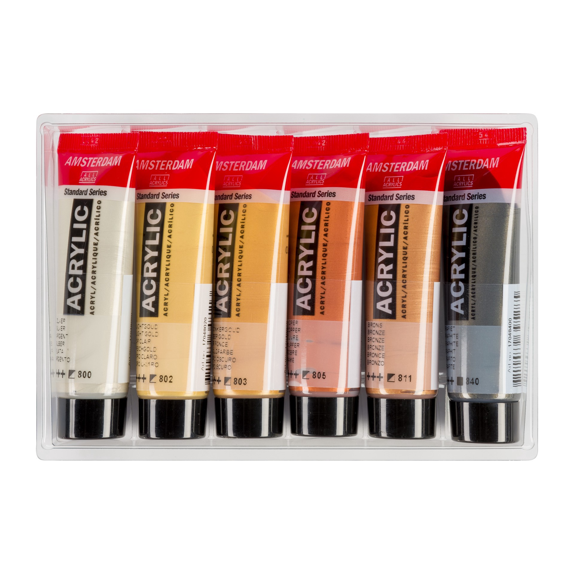 slide 3 of 6, New Amsterdam 20ml Standard Series 6 Color Metallic Acrylic Paint Set, 20 ml
