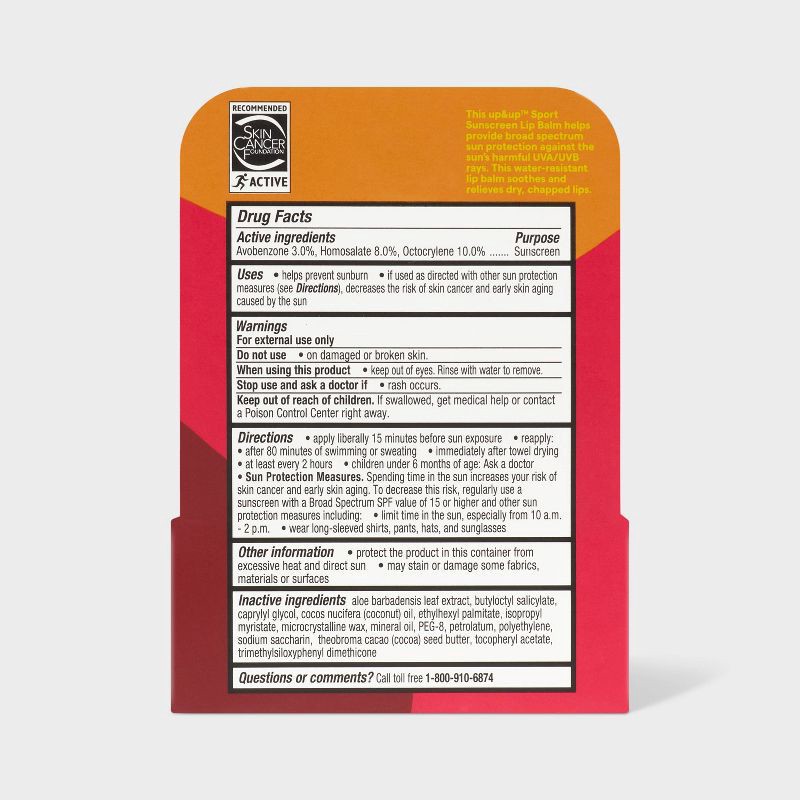 slide 3 of 6, Sport Sunscreen Lip Balm - SPF 50 - 0.3oz - up&up™, 50 x 0.3 oz