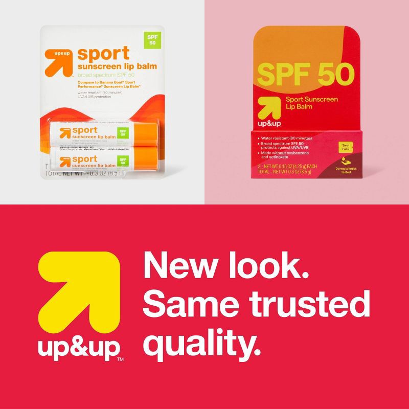 slide 4 of 6, Sport Sunscreen Lip Balm - SPF 50 - 0.3oz - up&up™, 50 x 0.3 oz
