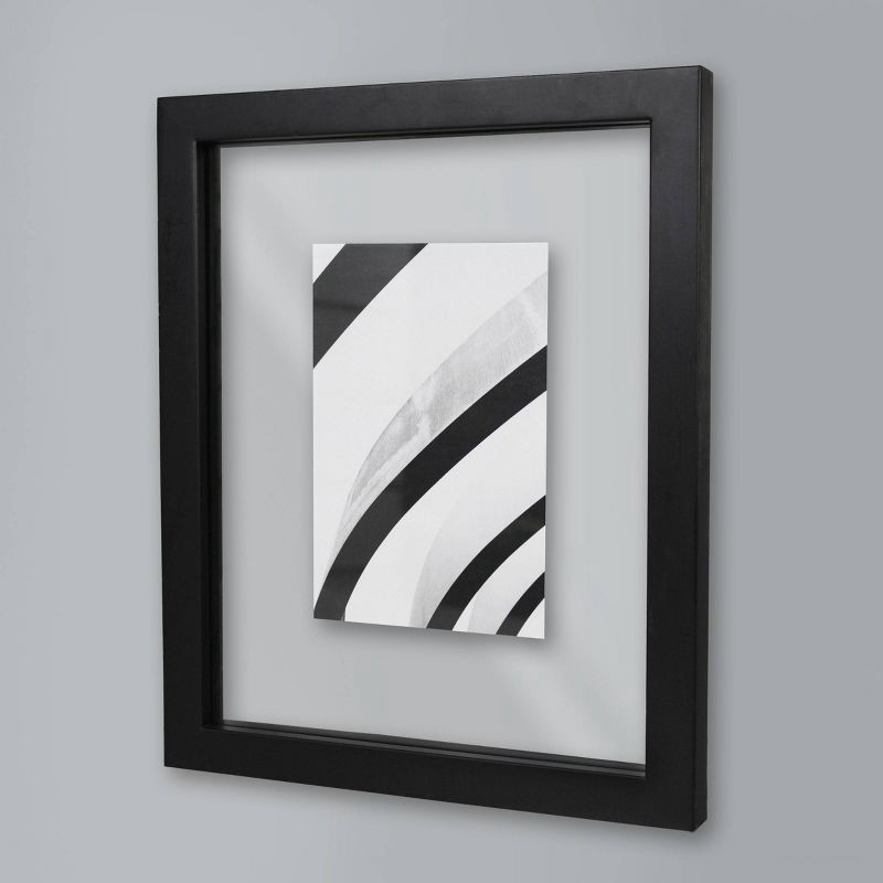 slide 3 of 5, 9" x 11" Single Picture Float Frame Black - Threshold™: Modern Wall Decor, MDF, Glass Pane, 1 ct