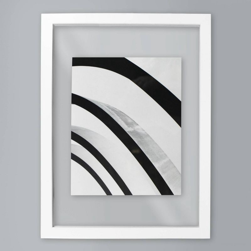 slide 2 of 6, 11" x 15" Floated to 8" x 10" Thin Gallery Float Frame White - Threshold™: Modern MDF Wall Picture Holder, 1 ct